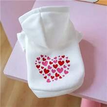 XL Cute Dog Hoodie Sweatshirt, Winter Clothing, Red & White, Valentine's Day Style, Small Dog & Puppy Hooded Jacket, Dachshund Pet Pullover - Red - View 6