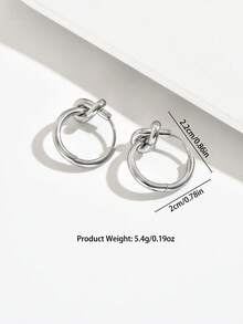 一对18K金复古嘻哈结饰耳环，简约几何设计，优雅迷人，女士适用。 - 耳圈 - 查看 9