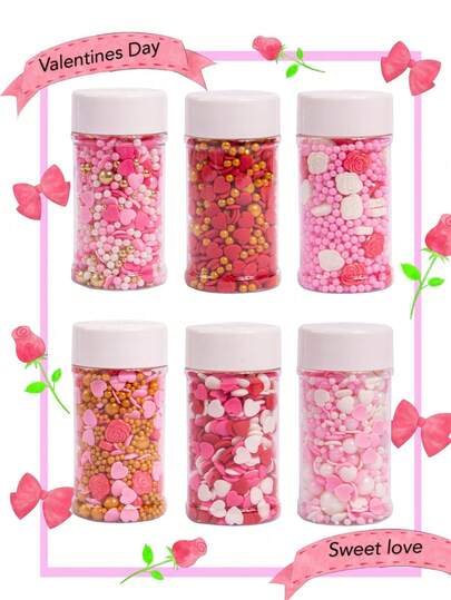 Mezcla de chispas para el Día de San Valentín para decorar pasteles, macarons, magdalenas, gofres, rosquillas, paletas, galletas, decoración para fiestas con temática del Día de San Valentín