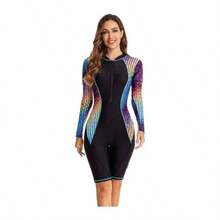 BEACHKINI Traje de Bao de Una Pieza para Mujer Traje de Bao Manga Larga con Cremallera Fronta - inicial - Ver 1