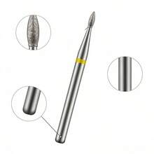 1支火焰形碳化钨金刚石指甲钻头，3/32英寸，专业去茧指甲钻头