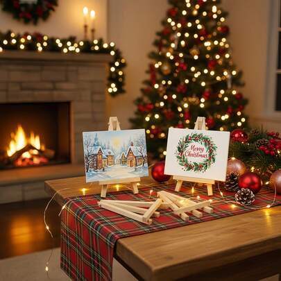 3pcs Multifunctional Desktop Wooden Display Easel - Freeastanding Classic Art Craft Display Holder, Tabletop Tripod Stand With Adjustable Angle - Ideal For Wedding Table Cards, Home Decor & Creative Displays,Valentine'S Day