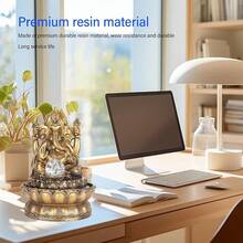 Yunir Fuente de Mesa Interior,Exquisitas Fuentes de Buda Sentado,Fuente de Agua de Escritorio de Meditación Fuente Zen Decorativa,Fuente de Agua Decorativa de Resina,Fuente LED - Enchufe de EE. UU. 110V - Ver 3