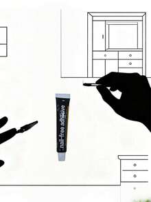 1支强力免钉胶水 - 强力粘合剂，适用于墙面、金属、镜子、瓷砖、踢脚线、浴室置物架及各种材质 - 防水、多用途、无需钻孔的家用胶水。由于生产批次不同，新旧产品随机发货。 - 白色 - 查看 10