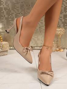 2026 New Arrival Teenage Girls 3.3 Inch Thin High Heel Patent Leather Fashion Party Shoes - Apricot - View 6