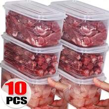 Bộ 10/5/1 hộp đựng thực phẩm kín khí, hộp cơm trưa bằng nhựa trong suốt có nắp, thích hợp cho tủ lạnh, tủ đông và bảo quản thực phẩm, có thể xếp chồng lên nhau, lý tưởng cho nhà bếp và bảo quản thực phẩm ngoài trời, giúp sắp xếp nhà bếp gọn gàng. - trong suốt - Xem 10