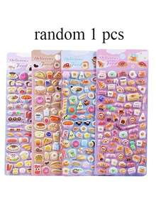 Gourmet Mini Foam Stickers, Cartoon Patterns, Decorative Reward Stickers, Bread Pastries, Potato Chips, Cute Stickers - Multicolor - View 7