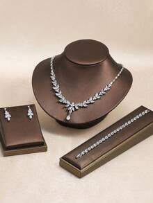 rakol 优雅女士首饰套装：1条项链+1条手链+2副耳环，采用铜锆石镀18K金工艺，是婚礼新娘和情人节的完美礼物。 - 首飾套裝 - 查看 13