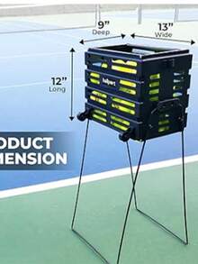 Tourna Ballport Deluxe - Tolva de Pelotas de Tenis con Ruedas, Capacidad para 80 Pelotas - Negro - Ver 3