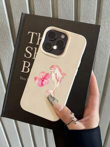 1个白色莲花海豚极简全包覆TPU防震手机壳，兼容苹果17、16、15、14、13、12、11 Pro Max、Air和Series系列 - 彩色 - 查看 3