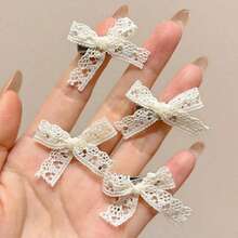 4/10pcs Lace Butterfly Hair Clips, Lace Side Clips, Bangs Clips, Wispy Clips, Bridal Headpiece, Valentine's Day Hair Accessories, Everyday Butterfly Hair Clips, Elegant, Cute, Fashionable, Versatile, Suitable For Parties, Events And Holidays, Gift For Girls, Hair Accessories, Hairpin - White - View 7