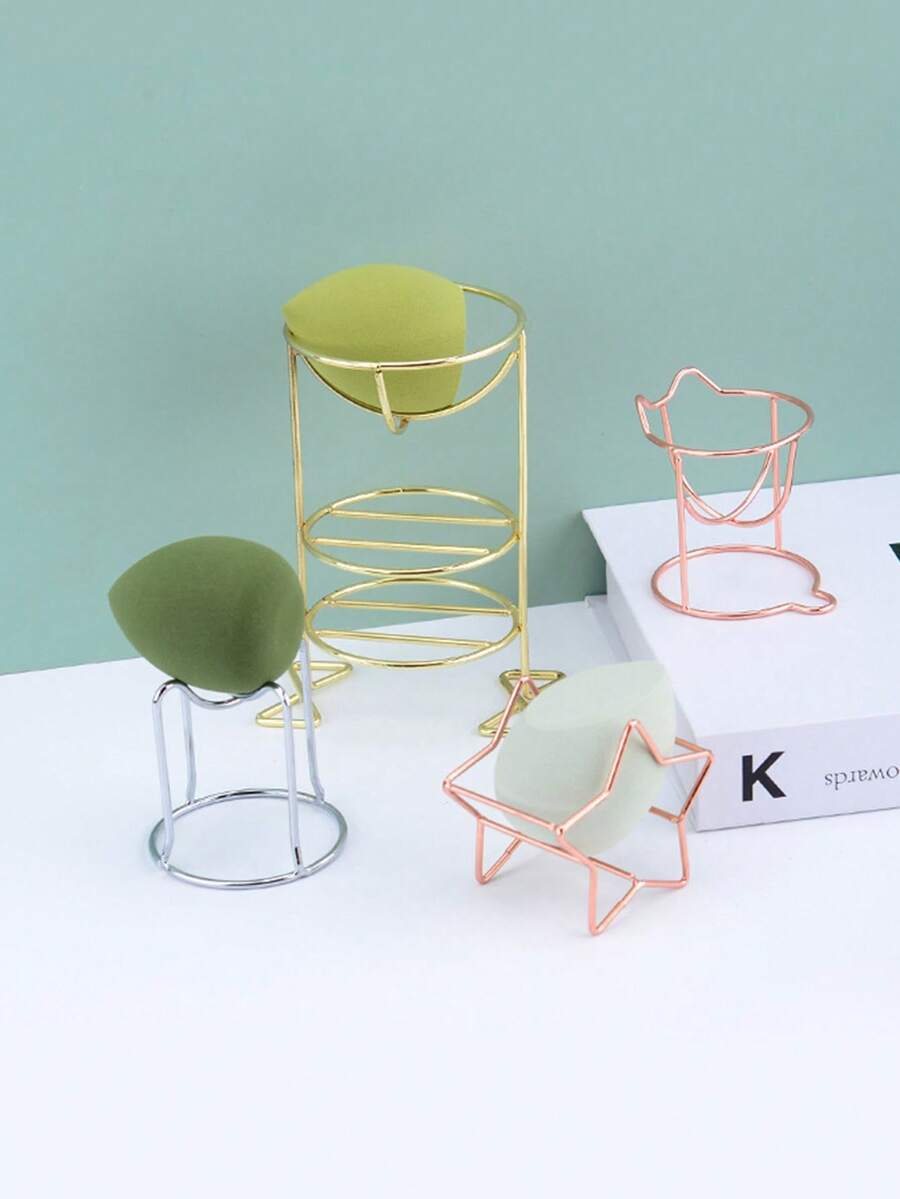 Rejilla de secado para huevos de belleza, soporte metálico para esponja y huevos cosméticos, para guardar en vacaciones, baño, dormitorio, gran capacidad - Dorado - Ver 1