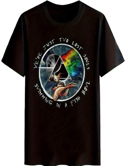 Mens And   Were Just Two Lost Souls Swimming In A Fishbowl T-Shirt Heavy Fabric Soft Loose Crew Neck Short Sleeve Heat Transfer Print Perfect For Daily Wear Music Festivals And Gifting Black