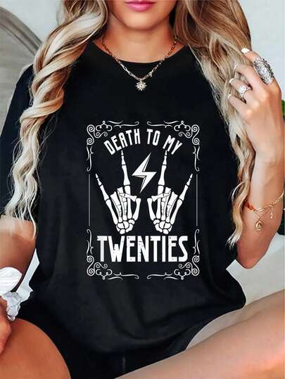 % Algodón Muerte a Mis Veintitantos 20s 30º Cumpleaños 30 Años Camiseta de Esqueleto camisetas gráficas mujeres tops cortos conjuntos de verano para mujeres Camiseta de Moda