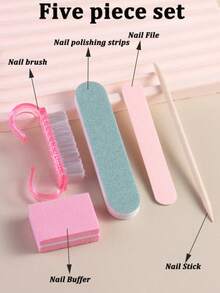 1/5/10/15 Packs Manicure And Pedicure Set , Mini Nail File And Wooden Nail Stick Set, Double-Sided Nail File, Wooden Cuticle Pusher, Nail Cleaning Tools, Nail Stick, Acrylic Nail Art Brush, For DIY Nail Polishing Care - Multicolor - View 3