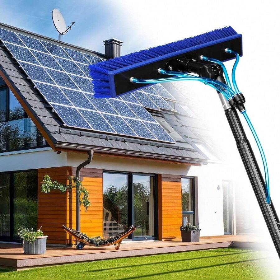 Window Solar Panel Cleaning Kit 12m Length Window Washing Cleaner Equipment Water Fed Pole Kit Solar Panel Roof Glass Cleaner Tool - Blue - View 1