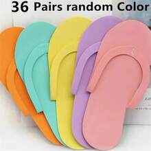 12/24/36 Pairs Random Color Men Women Slippers Foam Disposable Slippers For Salon Spa Hotel Pedicure Foot Flip Flop Slipper - Multicolor - View 9