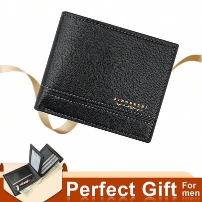 1 Parça Erkek İş Hediye Kutusu Cüzdanı, Üçlü Katlanır Cüzdan, Çoklu Kart Yuvalı Fermuarlı Cüzdan, Çok İşlevli Bozuk Para Cüzdanı - Erkek Arkadaş veya Baba İçin Hediye