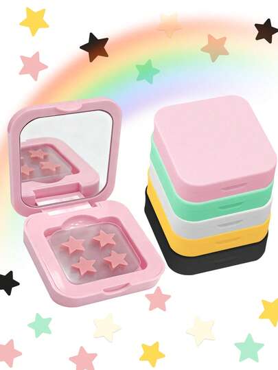 60 piezas/Caja Pegatinas de estrella lindas - Pegatinas faciales, sin alcohol, sin fragancia, suaves en la piel, fáciles de aplicar, resistentes al agua, adecuadas para decoraciones de fiesta, pegatinas faciales, con espejo de maquillaje, se pueden usar para maquillaje, decoración de habitaciones, tocador, viajes, dormitorio, accesorios de maquillaje, colores: rosa, negro, amarillo, blanco, verde, multicolor, tono de piel. También disponible en opción de 40 piezas/paquete