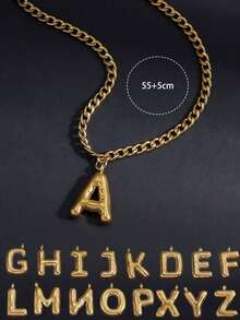 1pc Stylish And Simple Women's Necklace 26 A-Z Letters Pendant Necklace For Women Punk Initials Name Necklace Fashion Stainless Steel Hip Hop Jewelry - Multicolor - View 5