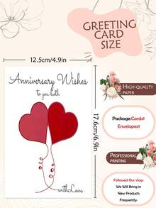 1PC Romantic Heart-Shaped Anniversary & Valentine's Day Card - High-Quality Paper, Romantic Heart Design, Ideal For Wife & Couples, Exclusive Anniversary Gift - Multicolor - View 4