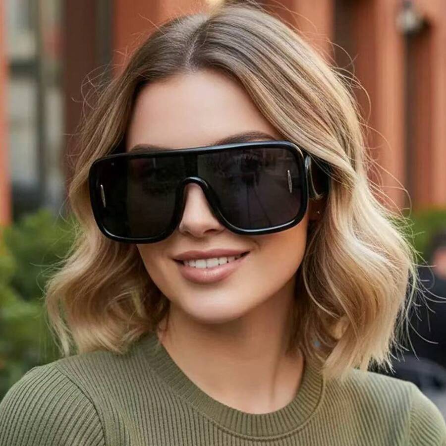 2025 New Retro Classic Large Frame Hip Hop Punk Versatile Outdoor Sun Protection Wholesale - Khung trắng với điểm nhấn màu xám - Xem 1