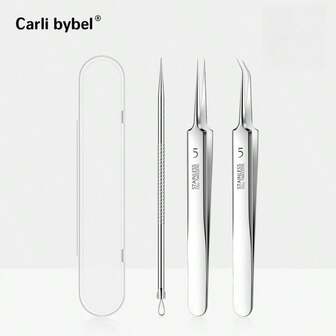 3/5pcs Set With Storage Box Stainless Steel Blackhead Remover Pimple Extractor Tool Kit, Precision Comedone Extractor For Salon Use