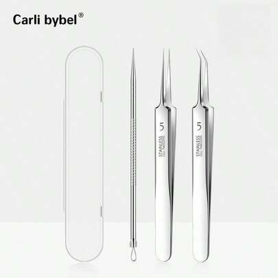 3/5pcs Set With Storage Box Stainless Steel Blackhead Remover Pimple Extractor Tool Kit, Precision Comedone Extractor For Salon Use