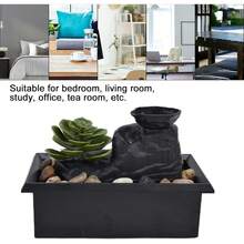 Adorno de fuente,.0 x 4.x 4.3 pulgadas, cascada suculenta, decoración del hogar, fuente de mesa con luz LED, fuente de agua de escritorio con de alimentación USB para decoración - 1 - Ver 5