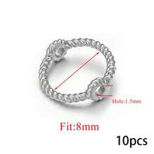 10个6/8/10毫米不锈钢扭纹金属环连接器，DIY手链耳环首饰制作工艺材料 - 圓形 - 查看 10