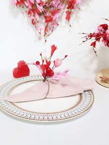 2/4 pièces Anneau de serviette pour la Saint-Valentin, couronne de décoration de table en forme de cœur et de fleurs roses pour la Saint-Valentin, convient pour la Saint-Valentin, l'anniversaire et la décoration de mariage - Multicolore - Voir 4