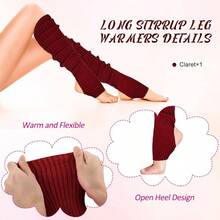Long Leg Warmers Women 24 Inch Over Knee Knit Ribbed Leg Warmer Stirrup Yoga 80s Party Dance Ballet Supply - 均碼 + 酒紅色 + 1 - 查看 6