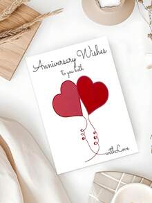 1PC Romantic Heart-Shaped Anniversary & Valentine's Day Card - High-Quality Paper, Romantic Heart Design, Ideal For Wife & Couples, Exclusive Anniversary Gift - Multicolor - View 5