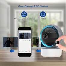 Indoor Camera 355° Pan 90° Tilt With Infrared Night Vision, Two-Way Audio, 2.4G WiFi & Instavision APP Remote Viewing, Compatible With 911 Alarm Center - Black and White - View 5