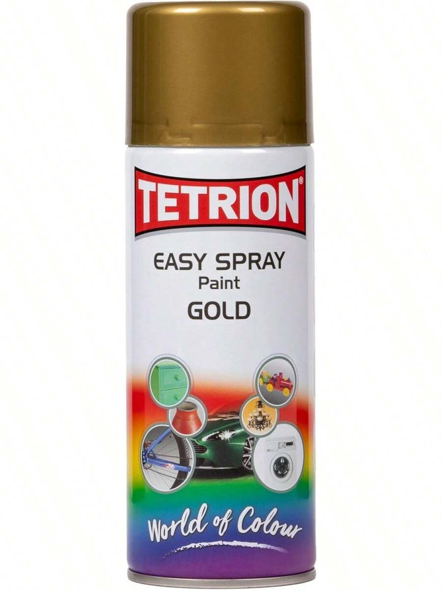 Tetrion Gold Spray Paint 400ml - Quick-Dry For Wood, Metal, Ceramic & Plastic - Durable Finish, DIY Projects - 1 - View 1