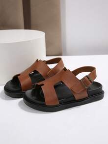 A Pair Of Comfortable And Lightweight Soft-Soled Casual Sandals For Girls And Boys. The Hook And Loop Design Makes It Easy To Put On And Take Off. Suitable For Children Aged 3 To 15. Summer Beach Vacation Casual Outdoor Thick-Soled Sandals - Brown - View 5