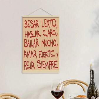 1PC Vintage Red Poster With Inspirational Quote, Frameless Canvas Print For Home Office, Living Room, Bedroom Decor, Modern Minimalist Style, Gallery Wall Art, Spanish Home Decor