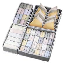 4pcs Foldable Fabric Closet Organizer Boxes, For Storing Underwear And Socks, Non-Woven Fabric Drawer Dividers, Can Hold Bras, Panties And Accessories, Space Saving, Deep Design - Black - View 5
