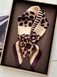 菱形拼接豹紋卡其棕