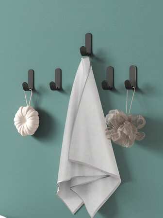 1 st badrumskrok, halkfri och robust, inget behov av att borra hål i badrumsväggen, enfärgad metall, kolstål, hållbar, bärbar och enkel att hänga, kan hänga väskor, skor etc., universaltyp.