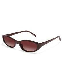 1 Pair Retro Small Oval Black Y2K Fashion Glasses, Unisex, Plastic Classic Style | Suitable For Outdoor Travel, Beach Vacation And Daily Wear - 漸層 - 查看 7