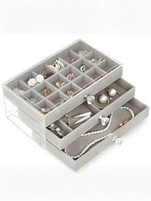 1 قطعة منظم مجوهرات مستطيل أنيق من الفلوت مع قفل - درج واسع للتخزين للأقراط والإكسسوارات، صناديق مجوهرات - متعدد الألوان - مشاهدة 10