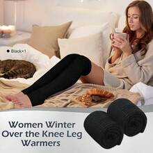 Long Leg Warmers Women 24 Inch Over Knee Knit Ribbed Leg Warmer Stirrup Yoga 80s Party Dance Ballet Supply - Một cỡ + Đen + 1 - Xem 4