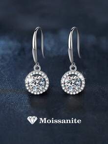 2pcs 925 Sterling Silver 0.5Carat X 2 Moissanite Earrings, Suitable For Women's Daily Wear, Party, Vacation, Valentine's Day, Mother's Day, Birthday, New Year Jewelry Gift