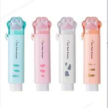 4pcs Retractable Erasers, Cat Paw Shaped, Suitable For Students, Office, Learning Supplies - one-size - View 6
