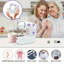 1set Home Mini Portable Electric Sewing Machine ,Beginner's Sewing Machine,Mini Tabletop Electric Sewing Machine,Portable Foot Pedal Straight Line Hand Table Double Thread Set Electric Sewing Machine,Gift For Mom And Wife,No Battery Included; Requires 4 AA Batteries. - White - View 4