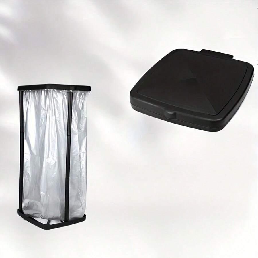 Oversized Collapsible Trash Can With Lid - Heavy Duty Foldable Garbage Bin For Kitchen, Office, Outdoor & Commercial Use - Space Saving, Easy Clean, Portable Rectangular Waste Bin - No Electricity Needed - Black - View 1