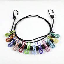 2pcs Portable Retractable Clothesline, Indoor Laundry Clothesline, Outdoor Camping Clothesline With 12 Clips And Storage Bag, Windproof Travel Clothesline, Outdoor Camping Accessory, Retractable Elastic Clothesline For Hotel Room - Multicolor - View 8