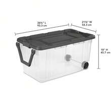 160 Quart Wheeled Stacker, Extra Large Durable Clear Bin, Latch Lid And Pull Handle, Gray, 2 Count - Trong suốt / Xám - Xem 2