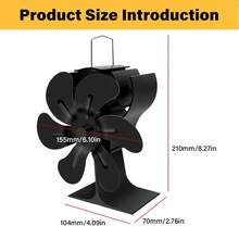 6-Blade Fireplace Fan, With Large I-Type Base - Portable, Efficient Heat Circulation Without Power Source, Heat Resistant